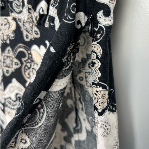 Cynthia Rowley Black White Linen Blend Embellished Neckline Tank Top Large - Picture 7 of 10